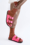 Women's Slip-On Cork Sole Neon Pink Sandals Cortina