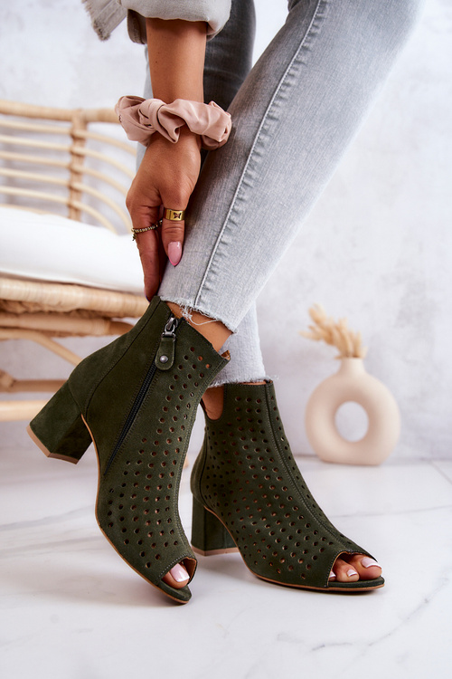 Suede Openwork Boots Maciejka 05420-09 Green