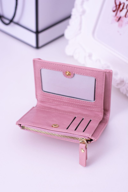 Small Women's Wallet Powder Pink Gold Lock