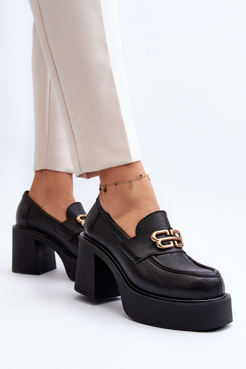 Zazoo 20170 Women's Leather Shoes with Heels Black