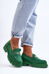 Women's Suede Slip-On Moccasins Green Pure Love