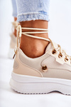 Women's Sport Leather Shoes Beige Salmira