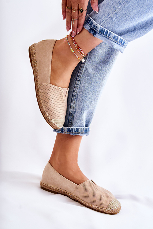 Espadryle Wsuwane Damskie Zamsz Beżowe Corry
