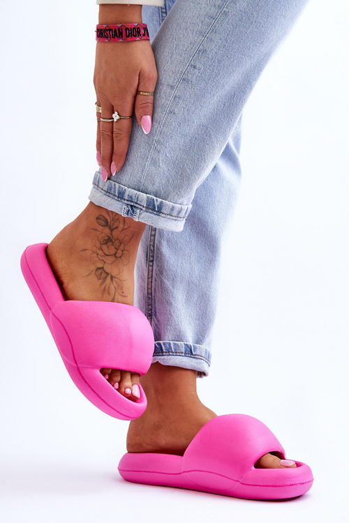 Klapki Lekkie Piankowe Damskie Platforma Fuksja Milton