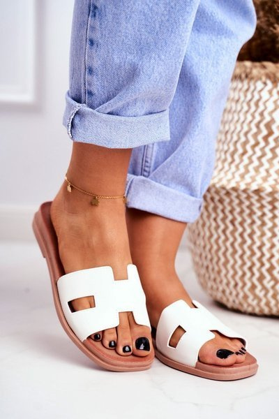 Women's Slides Geometric Classic White Theodora