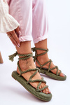 Tied Sandals On A Massive Platform Green Can't Wait