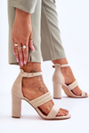 Suede Sandal With Braided Heel Strap Beige Roselia