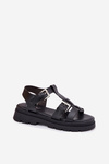 Eco Leather Women's Sandals With Buckles Black Mireza