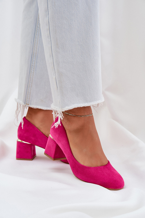 Eco Suede Heels On A Block Heel Fuchsia Veniffia