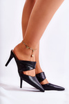 Leather Slippers On A Heel Black Aveline