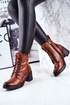 Women's Boots On High Heels Brown Fiber