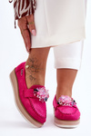 Women's Platform Moccasins with Stones Fuchsia Elonore