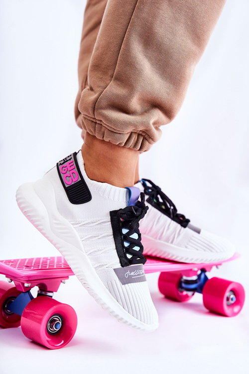 Sportowe Buty Sneakersy Damskie Wsuwane Białe Klayra