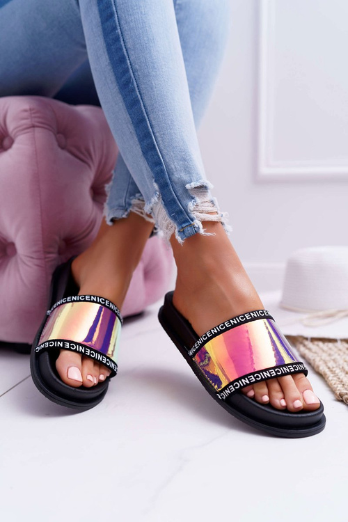 Women's Pink Iridescent Nerdo Flip Flops