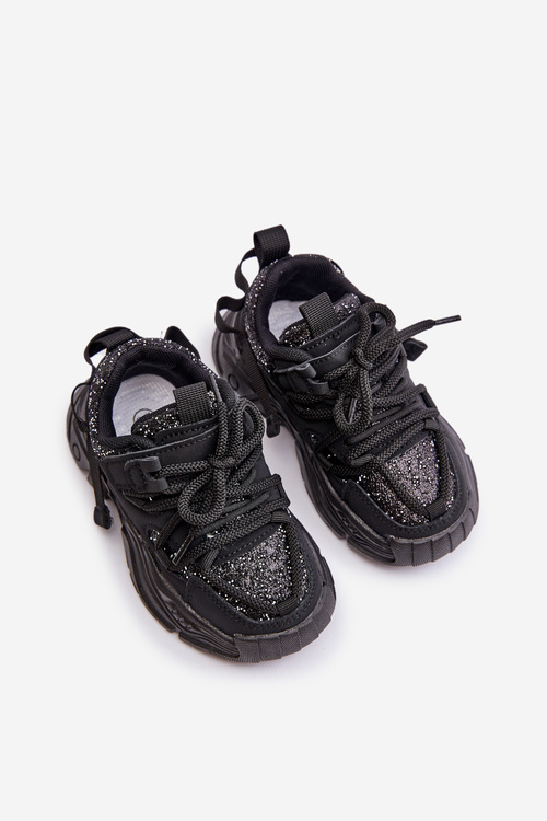 Children's Sneakers Decorated With Sequins Black Liatoma