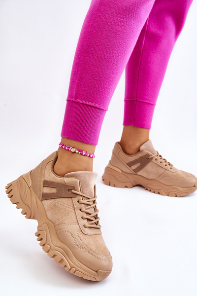 Buty Sportowe Sneakersy Modne Beżowe Frezio