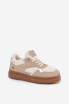 Women's Platform Sneakers with Sheepskin Beige Frelina