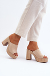 Women's Sandals on Chunky Heel Beige Siobhan