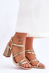 Leather Heel Sandals gold Florentina