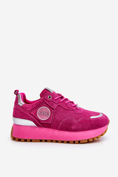 Women's Suede Platform Sports Shoes GOE LL2N4002 Fuchsia