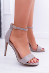 Grey Suede Stiletto Sandals Simple