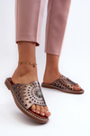 Shiny Women's Flat Sandals with Copper Embellishment Ebirena