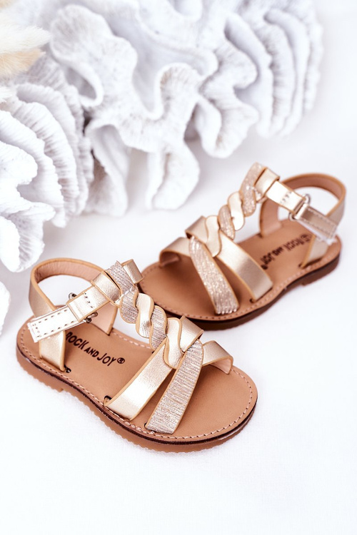 Children's Sandals With Glitter Gold Batilda