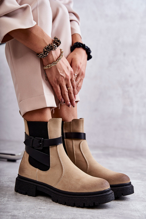 Women's Warm Boots Jodhpur boots With Belt Beige Jose