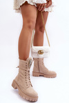 Leather Boots Workery With Jewellery Decoration Beige Marx 
