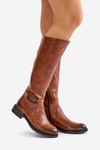 Zazoo 70140 Leather Knee High Women Boots Insulated Brown