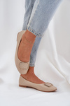 Eco Leather Ballet Flats With Decoration Beige Tulnelia