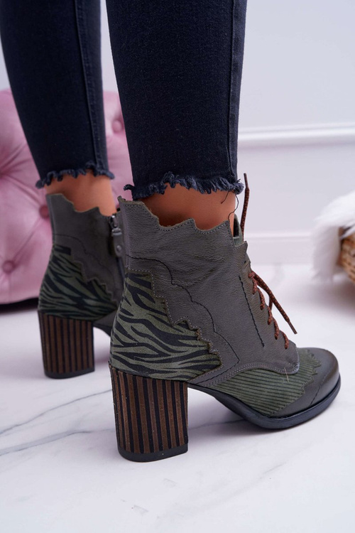 Women's Leather Boots Maciejka Green 03190-09
