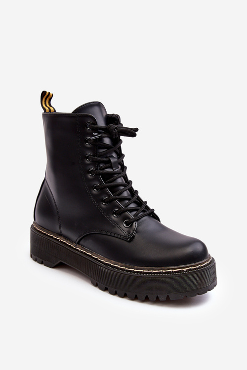 Women's Lace-up Trapper Boots Black Maddis