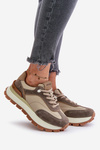 Damskie Sneakersy Na Platformie Skóra Naturalna Beżowe Vinceza 41465