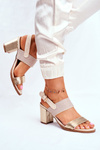 Sandals On A Block Heel Beige-Gold Emmy