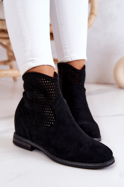 Suede Women's Boots Hidden Wedge Black Solene
