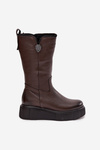 Women's Leather Boots with Wool Zazoo 70121 Chocolate
