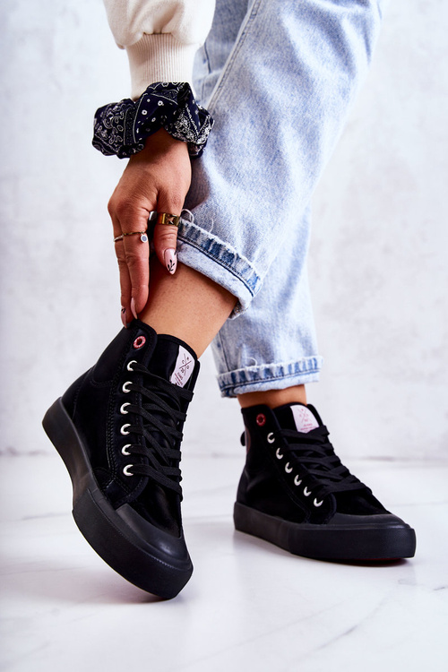 Trampki Damskie Wysokie Cross Jeans Czarne JJ2R4055C