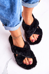 Women's Furry Slippers Black Cozy Time