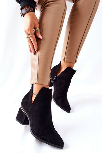 Women's Suede Boots With Cut outs Black Noel