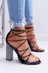 Women's Zirconia Stiletto Sandals Tied Black Everything