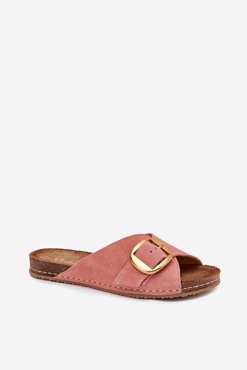 Leather Sandals With Golden Buckle Maciejka 07000-15 Pink