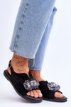 Women's Suede Sandals With Stones Black Mersea