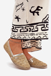 Espadryle Damskie Eleganckie Z Plecionką Beżowo-Złote Zazoo 10178