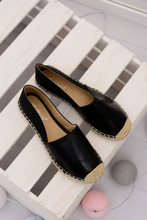 Czarne Damskie Wsuwane Espadryle Paoli