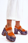 Leather Heels Sandals Maciejka 06089-18 Orange