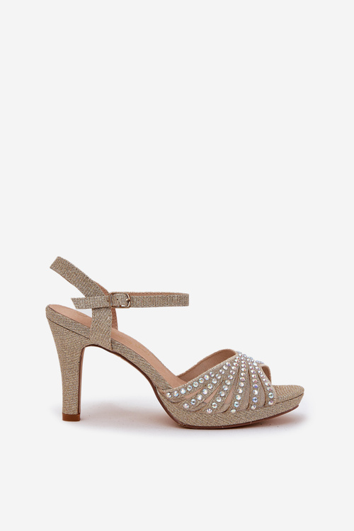 High Heeled Sandals With Decoration And Glitter D&A MR1038-33 Gold