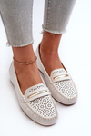 Women's Loafers With Intricate Design Made of Eco Leather Off-White Nassnema