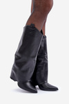 Slip-on boots with folded shaft on heel black Rialivia