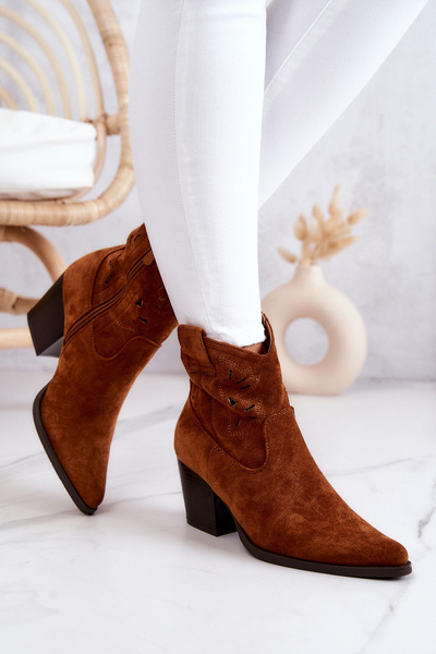 Suede Women's Cowboy Boots Camel Devon
